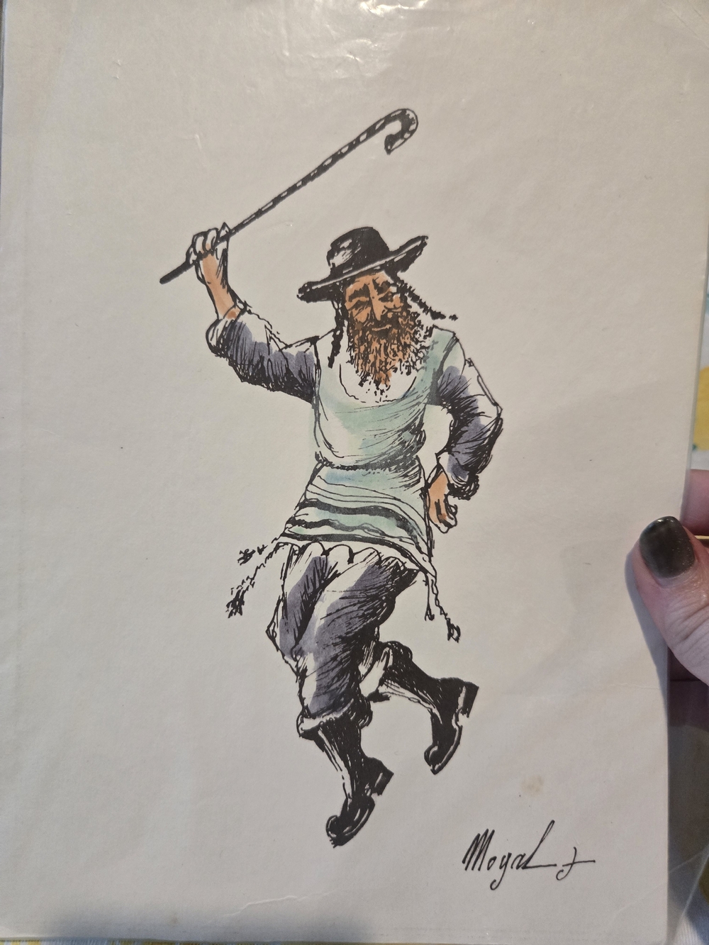Hasidic Jewish Man Folk Dancing Signed By Mogal